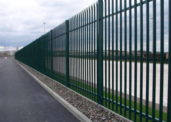Pvc Coated Green Steel Palisade Fencing Europe 2.4mm Pale For Railway