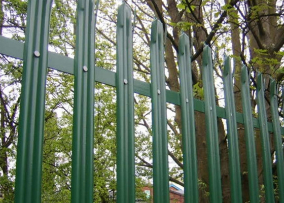 Pvc Coated Green Steel Palisade Fencing Europe 2.4mm Pale For Railway