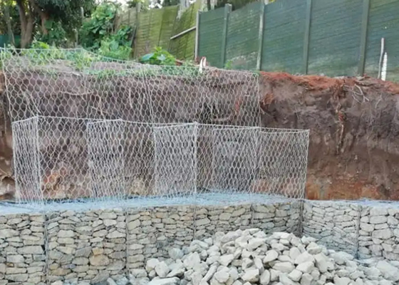 Hexagonal Hole Gabion Wall Wire Mesh Hot Dipped Galvanized / PVC Coated