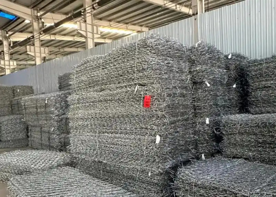 Hot Dip Gavanized Gabion Box / Hexagonal Gabion Stone Cages For Flooding