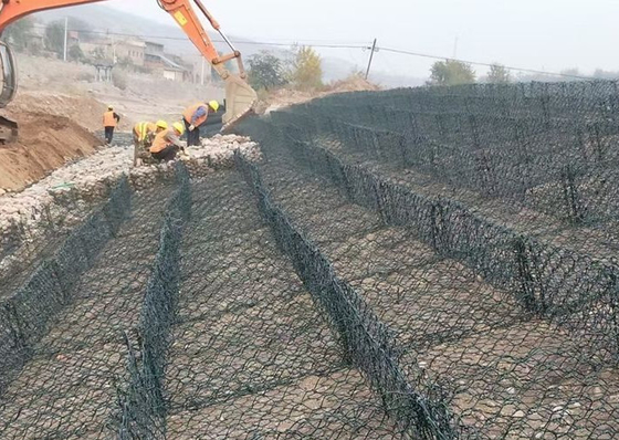 Powder Coated Gabion Box / Welded Gabion Stone Cages 2*1*1m*3.2mm