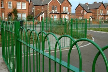 Playground Decorative Steel Palisade Fencing Bow / Roll Top European Standards