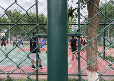 Green Temporary Mesh Fence / PVC Coated Chain Link Fence 3.5mm For Sports