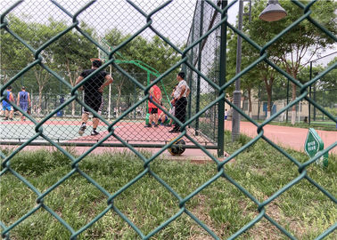 Green Temporary Mesh Fence / PVC Coated Chain Link Fence 3.5mm For Sports