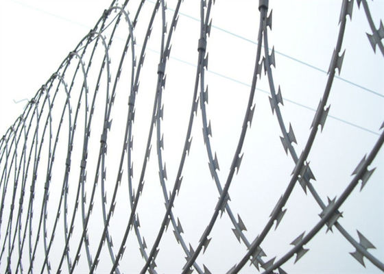 Bto-22 Y Pillar Razor Barbed Wire Galvanized Concertina Airport / Prison 10kg Per Coil