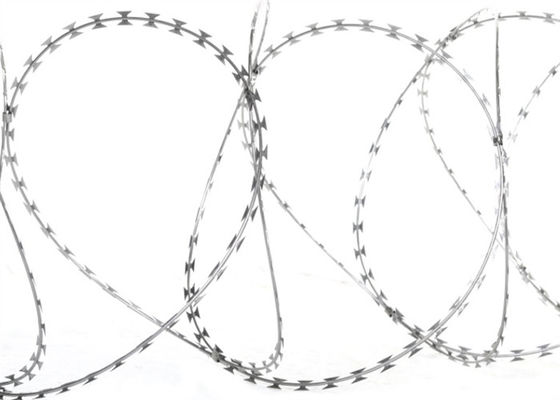 Hot Dip Galvanized Razor Barbed Wire Military Security 900mm Coil Thermal