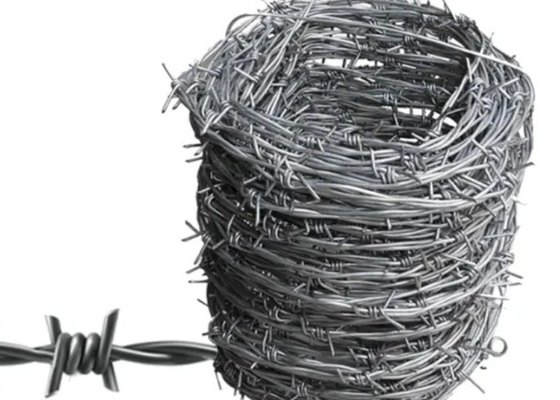 Low Carbon Steel Q235 Galvanized Barbed Wire Farm 50kg Per Roll Security