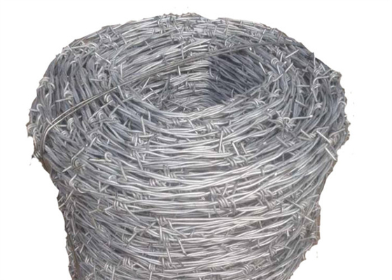 Pvc Coated Stainless Steel Barbed Wire Bwg 14 X 14 Gauge Prison / Highway 20kg