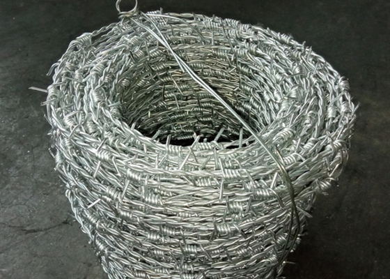 Hot Dip Galvanized Iron Barbed Wire 3.4mm For Farm Fencing / Military Protection