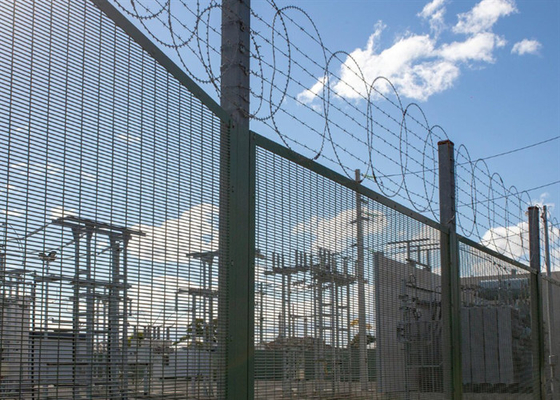 4.0mm 358 Wire Mesh Fence Galvanized Clear View Anti / Cut 60*60*3.0mm Square Post