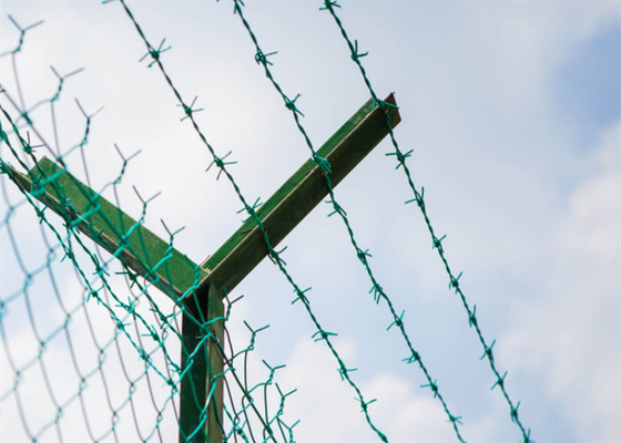 Pvc Coated Stainless Steel Barbed Wire Bwg 14 X 14 Gauge Prison / Highway 20kg