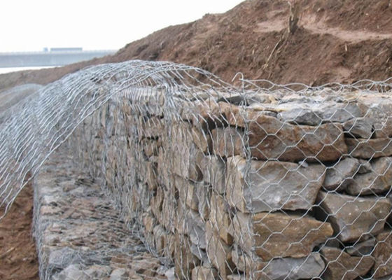 3mx1mx1m Galfan Gabion Wire Mesh 60x80mm สําหรับโครงการป้องกันฝนท่วมชายฝั่ง