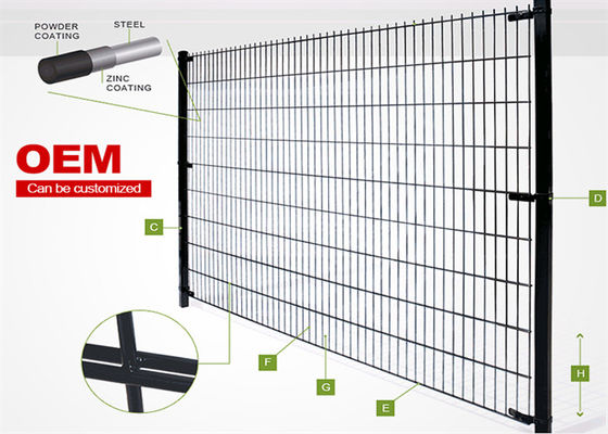 Double Loop Wire Fencing 6/5/6mm เหล็กคาร์บอนต่ํา 50x200mm Mesh